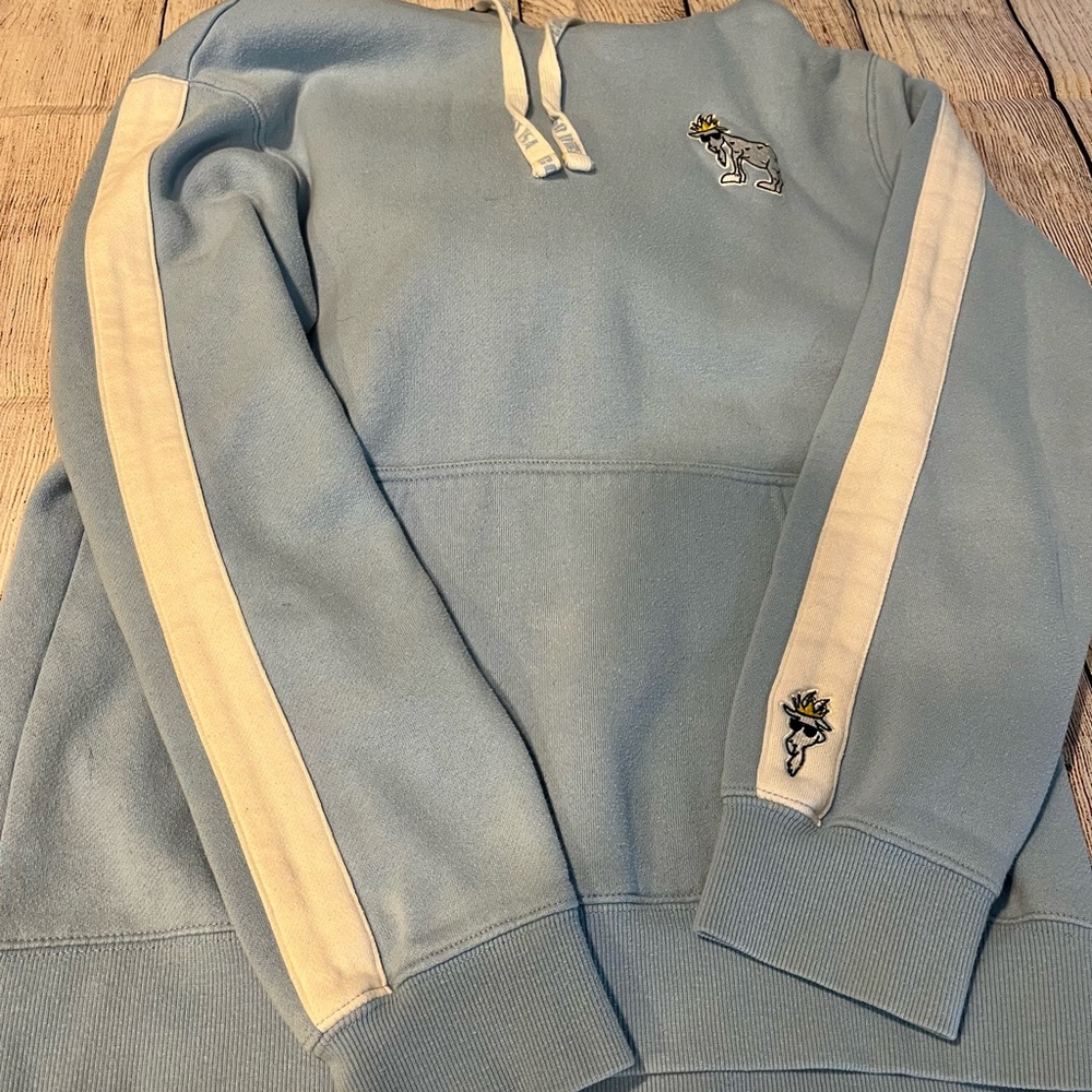 GOAT USA unisex SM Carolina Blue hooded sweatshirt with white stripe on sleeves